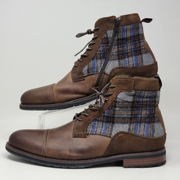 STACY ADAMS Men’s Octavius Cap Toe Inside Zip Boots Brown Size 12 Pre-owned - Picture 3 of 10